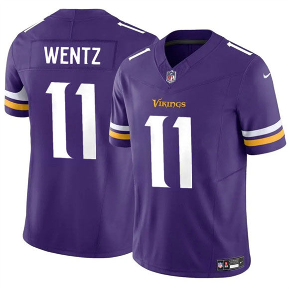 Men's Minnesota Vikings 11 Carson Wentz Purple 2024 F.U.S.E. Vapor Untouchable Limited Football Stitched Jersey