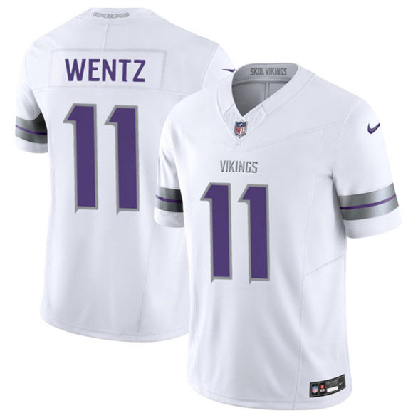 Men's Minnesota Vikings 11 Carson Wentz White 2025 F.U.S.E. Winter Warrior Limited Football Stitched Jersey