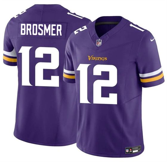 Men's Minnesota Vikings 12 Max Brosmer Purple 2025 F.U.S.E. Vapor Untouchable Limited Football Stitched Jersey
