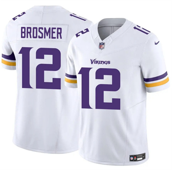 Men's Minnesota Vikings 12 Max Brosmer White 2025 F.U.S.E. Vapor Untouchable Limited Football Stitched Jersey