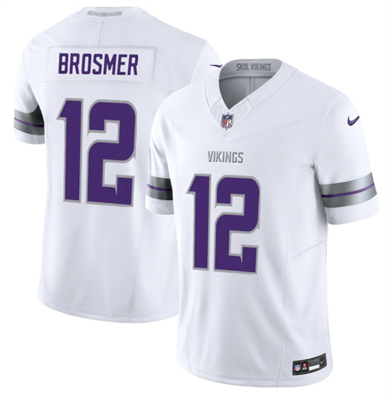 Men's Minnesota Vikings 12 Max Brosmer White 2025 F.U.S.E. Winter Warrior Limited Football Stitched Jersey
