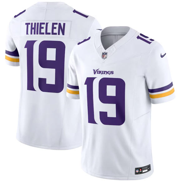 Men's Minnesota Vikings 19 Adam Thielen White 2025 F.U.S.E