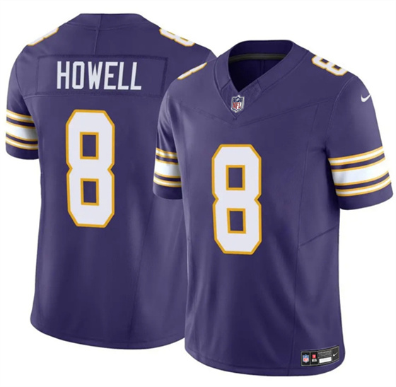 Men's Minnesota Vikings 8 Sam Howell Purple 2023 F.U.S.E. Throwback Vapor Untouchable Limited Football Stitched Jersey
