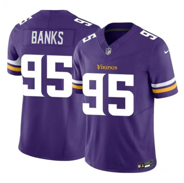 Men's Minnesota Vikings 95 Caleb Banks Purple 2026 Draft F.U.S.E. Vapor Untouchable Limited Football Stitched Jersey