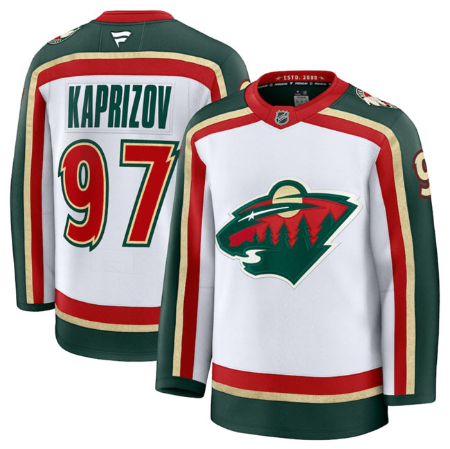 Men's Minnesota Wild 97 Kirill Kaprizov White 2025 25th Anniversary Stitched Hockey Jersey