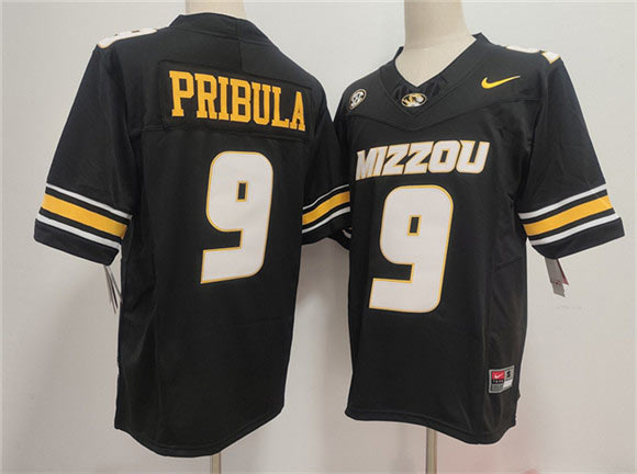 Men's Missouri Tigers 9 Beau Pribula F.U.S.E. Black Stitched Jersey
