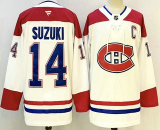 Men's Montreal Canadiens 14 Nick Suzuki White Authentic Jersey