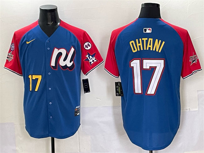Men's National League 17 Shohei Ohtani Blue Red Alternate 2025 All Star With Patch Edition Limited Stitched Baseball Jersey