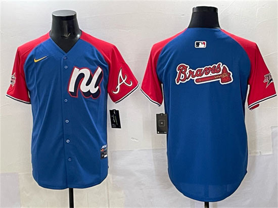 Men's National League Atlanta Braves Team Big Logo Blue Red Alternate 2025 All Star Edition Limited Stitched Baseball Jersey