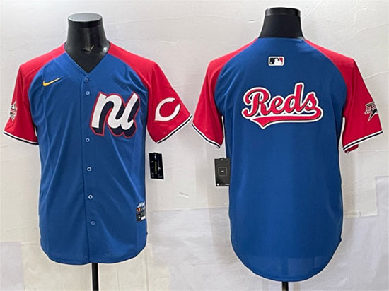 Men's National League Cincinnati Reds Team Big Logo Blue Red Alternate 2025 All Star Edition Limited Stitched Baseball Jersey