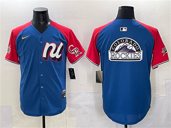 Men's National League Colorado Rockies Team Big Logo Blue Red Alternate 2025 All Star Edition Limited Stitched Baseball