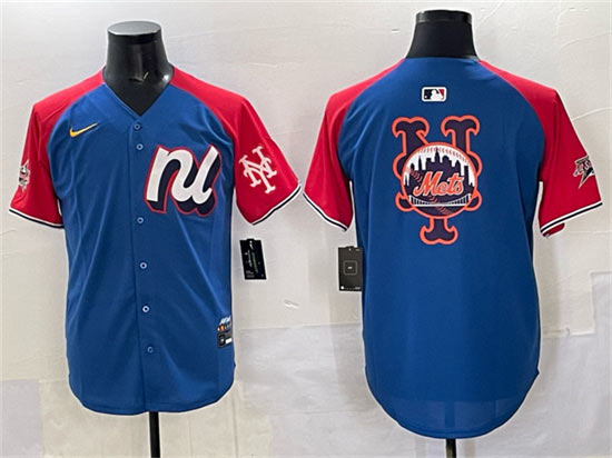 Men's National League New York Mets Team Big Logo Blue Red Alternate 2025 All Star Edition Limited Stitched Baseball Jersey
