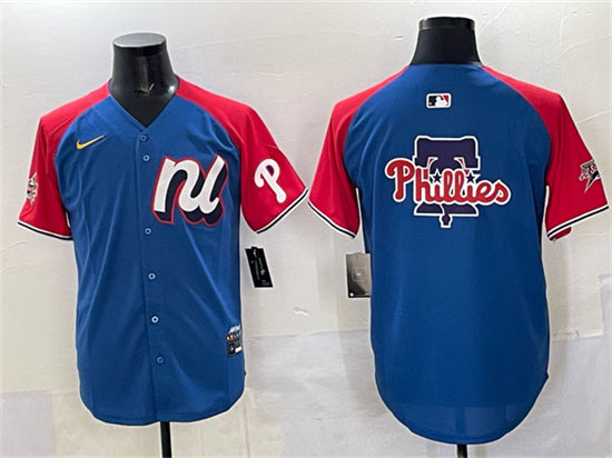 Men's National League Philadelphia Phillies Team Big Logo Blue Red Alternate 2025 All Star Edition Limited Stitched Baseball Jersey