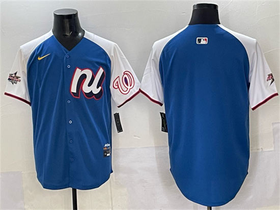 Men's National League Washington Nationals Blank Blue Alternate 2025 All Star Edition Limited Stitched Baseball Jersey