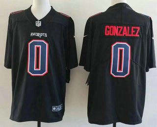 Men's New England Patriots 0 Christian Gonzalez Limited Black Fashion Vapor Jersey