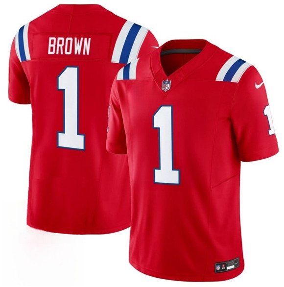Men's New England Patriots 1 A J Brown Red 2026 F U S E Vapor Limited Football Stitched Jersey Men's New England Patriots 1 A J Brown Red 2026 F U S E Vapor Limited Football Stitched Jersey