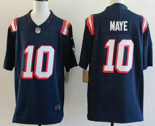 Men's New England Patriots 10 Drake Maye Limited Navy Fashion FUSE Vapor Jersey