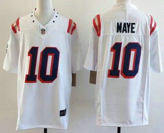 Men's New England Patriots 10 Drake Maye Limited White Fashion FUSE Vapor Jersey