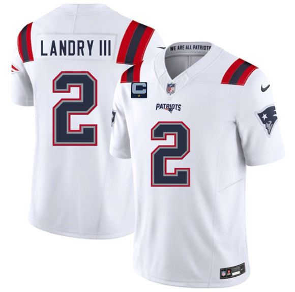 Men's New England Patriots 2 Harold Landry III White 2025 F.U.S.E. With 1 Star C Patch Vapor Limited Stitched Jersey