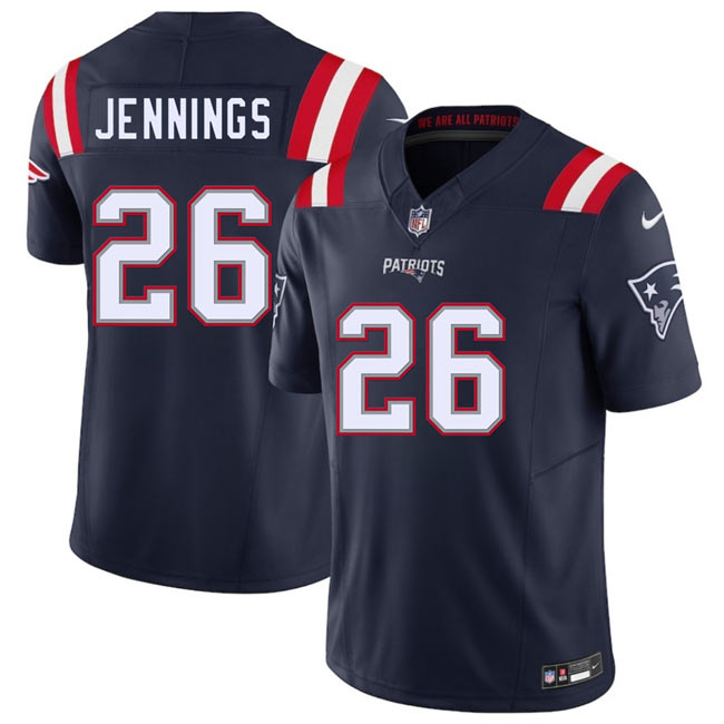 Men's New England Patriots 26 Terrell Jennings Navy 2025 F.U.S.E. Vapor Limited Stitched Jersey