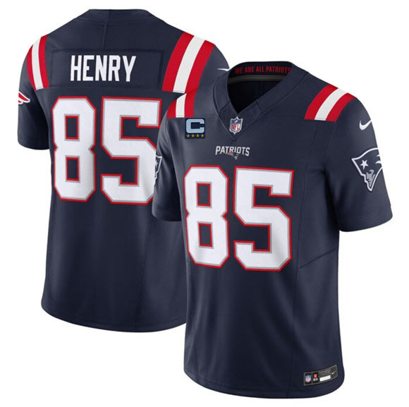 Men's New England Patriots 85 Hunter Henry Navy 2025 F.U.S.E. With 4 Star C Patch Vapor Limited Stitched Jersey