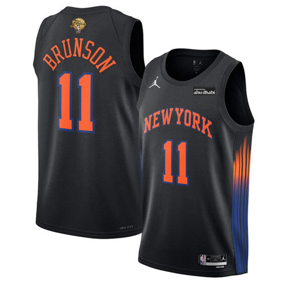Men's New Yok Knicks 11 Jalen Brunson Black 2026 Finals Patch Statement Edition Stitched Jersey Men's New Yok Knicks 11 Jalen Brunson Black 2026 Finals Patch Statement Edition Stitched Jersey