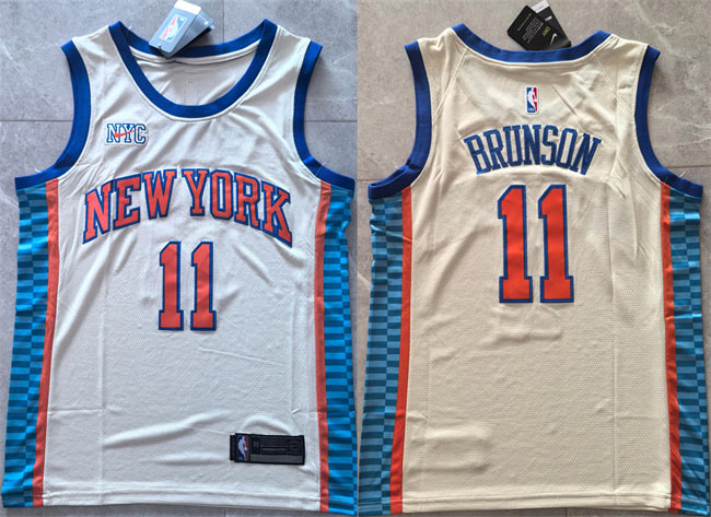 Men's New Yok Knicks 11 Jalen Brunson Cream 2025 26 City Edition Stitched Basketball Jersey