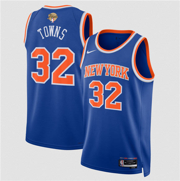 Men's New Yok Knicks 32 Karl Anthony Blue 2026 Finals Patch Icon Edition Stitched Basketball Jersey