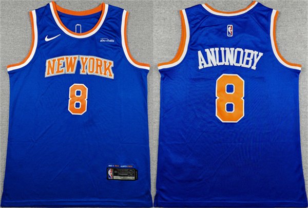 Men's New Yok Knicks 8 OG Anunoby Blue Icon Edition Edition Stitched Basketball Jersey