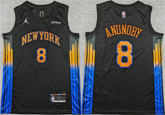 Men's New Yok Knicks 8 OG Anunoby Statement Edition Stitched Jersey