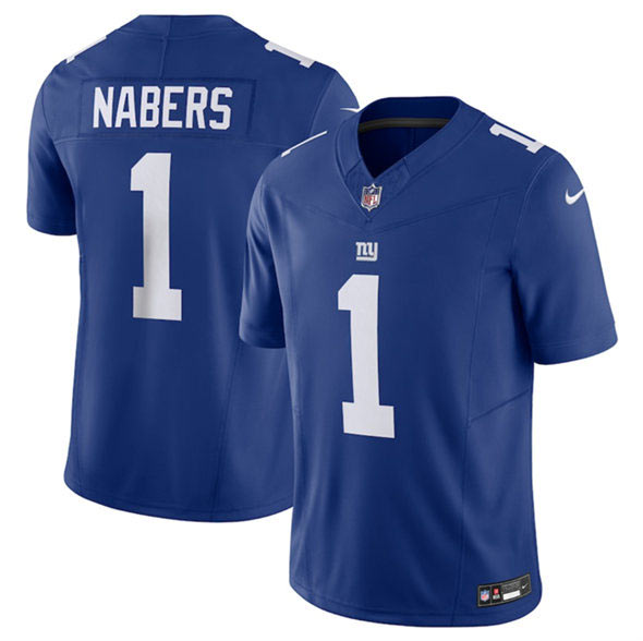 Men's New York Giants 1 Malik Nabers Blue 2024 Draft F.U.S.E. Vapor Untouchable Limited Football Stitched Jersey