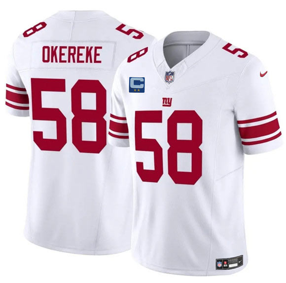 Men's New York Giants 58 Bobby Okereke White 2025 F.U.S.E. With 2 Star C Patch Vapor Untouchable Limited Football Stitched Jersey