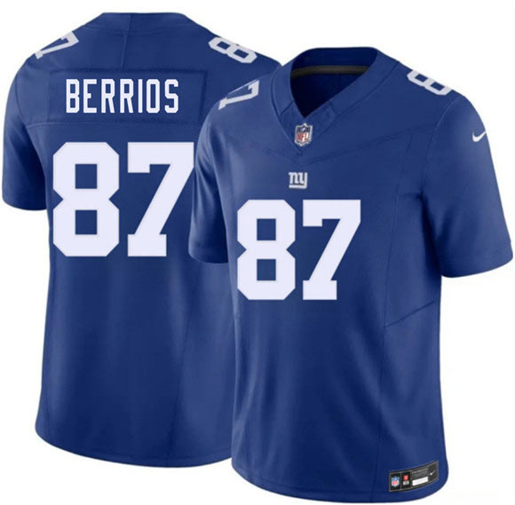 Men's New York Giants 87 Braxton Berrios Blue 2026 F.U.S.E. Vapor Untouchable Limited Football Stitched Jersey Men's New York Giants 87 Braxton Berrios Blue 2026 F.U.S.E. Vapor Untouchable Limited Football Stitched Jersey