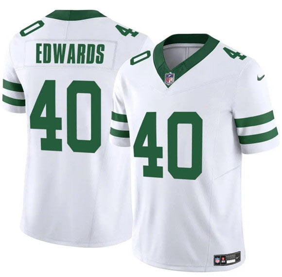 Men's New York Jets 40 Donovan Edwards White 2025 F.U.S.E. Vapor Untouchable Limited Football Stitched Jersey
