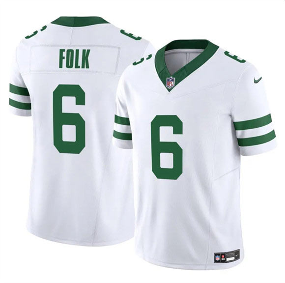 Men's New York Jets 6 Nick Folk White 2025 F.U.S.E. Vapor Untouchable Limited Football Stitched Jersey