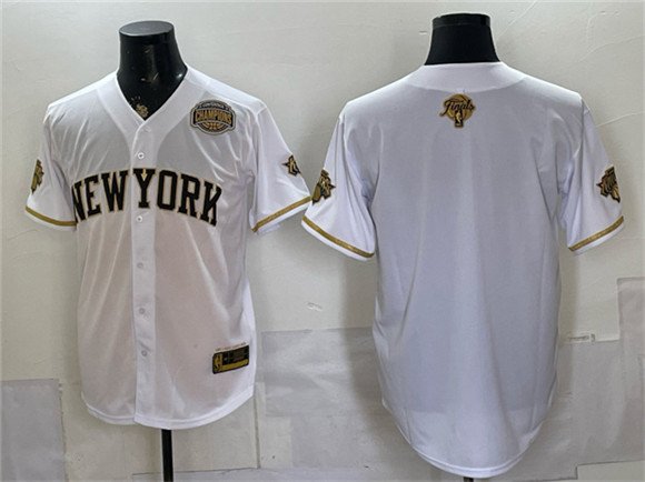 Men's New York Knicks Blank White Gold 2026 Finals Eastern Conference Champions Patch Stitched Baseball Jersey Men's New York Knicks Blank White Gold 2026 Finals Eastern Conference Champions Patch Stitched Baseball Jersey