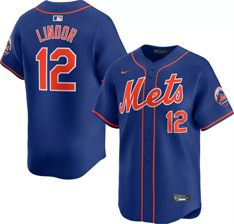 Men's New York Mets 12 Francisco Lindor Royal 2024 Alternate Limited Stitched Baseball Jersey