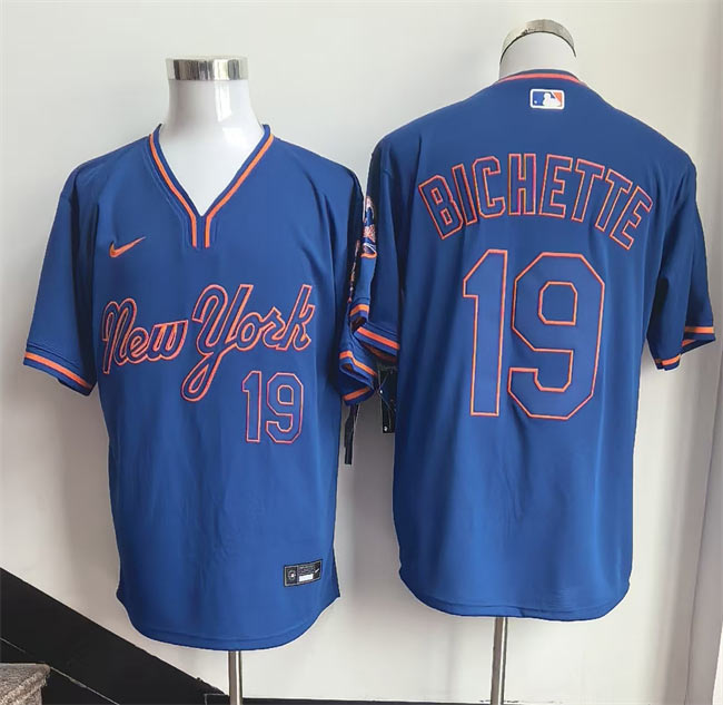 Men's New York Mets 19 Bo Bichette Blue Stitched Baseball Jersey