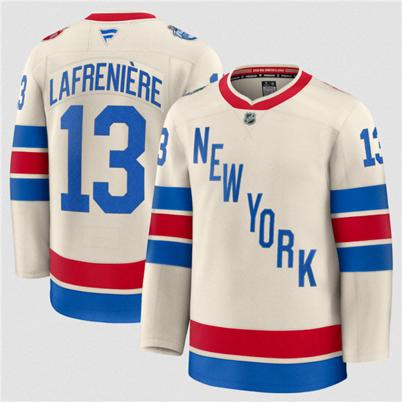 Men's New York Rangers 13 Alexis Lafreniere Cream 2026 Winter Classic Stitched Hockey Jersey