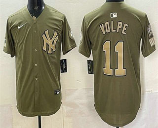 Men's New York Yankees 11 Anthony Volpe Olive 2026 Armed Forces Day Jersey Men's New York Yankees 11 Anthony Volpe Olive 2026 Armed Forces Day Jersey