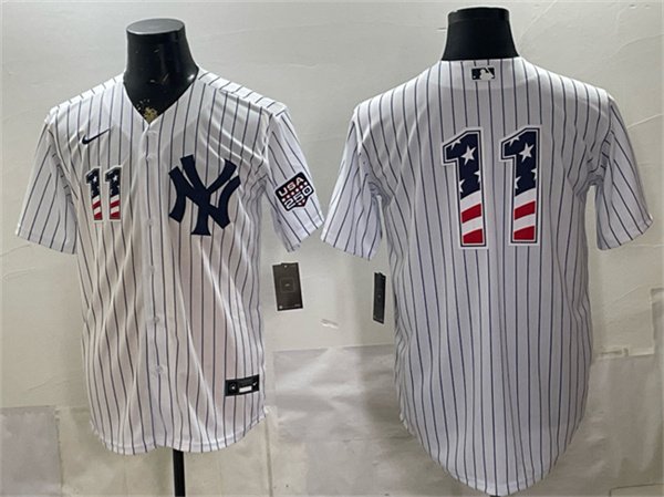 Men's New York Yankees 11 Anthony Volpe White 2026 USA 250 Fourth of July Home Stadium Stitched Baseball Jersey Men's New York Yankees 11 Anthony Volpe White 2026 USA 250 Fourth of July Home Stadium Stitched Baseball Jersey