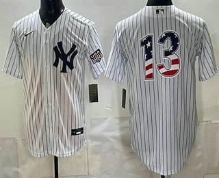 Men's New York Yankees 13 Jazz Chisholm Jr White 2026 USA 250 Fourth of July Home Stadium Stitched Jersey Men's New York Yankees 13 Jazz Chisholm Jr White 2026 USA 250 Fourth of July Home Stadium Stitched Jersey