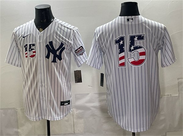 Men's New York Yankees 15 Thurman Munson White 2026 USA 250 Fourth of July Home Stadium Stitched Baseball Jersey Men's New York Yankees 15 Thurman Munson White 2026 USA 250 Fourth of July Home Stadium Stitched Baseball Jersey