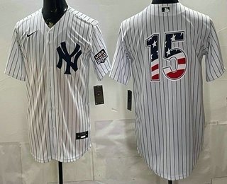 Men's New York Yankees 15 Thurman Munson White 2026 USA 250 Fourth of July Home Stadium Stitched Jersey Men's New York Yankees 15 Thurman Munson White 2026 USA 250 Fourth of July Home Stadium Stitched Jersey