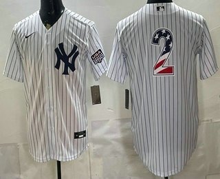 Men's New York Yankees 2 Derek Jeter White 2026 USA 250 Fourth of July Home Stadium Stitched Jersey Men's New York Yankees 2 Derek Jeter White 2026 USA 250 Fourth of July Home Stadium Stitched Jersey