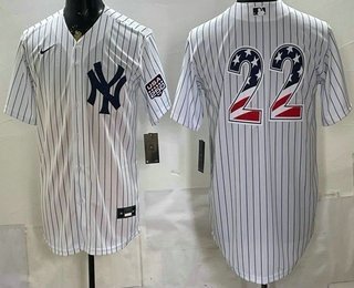 Men's New York Yankees 22 Ben Rice White 2026 USA 250 Fourth of July Home Stadium Stitched Jersey Men's New York Yankees 22 Ben Rice White 2026 USA 250 Fourth of July Home Stadium Stitched Jersey