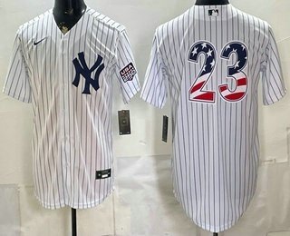 Men's New York Yankees 23 Don Mattingly White 2026 USA 250 Fourth of July Home Stadium Stitched Jersey Men's New York Yankees 23 Don Mattingly White 2026 USA 250 Fourth of July Home Stadium Stitched Jersey