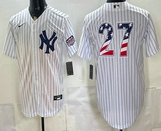 Men's New York Yankees 27 Giancarlo Stanton White 2026 USA 250 Fourth of July Home Stadium Stitched Jersey Men's New York Yankees 27 Giancarlo Stanton White 2026 USA 250 Fourth of July Home Stadium Stitched Jersey