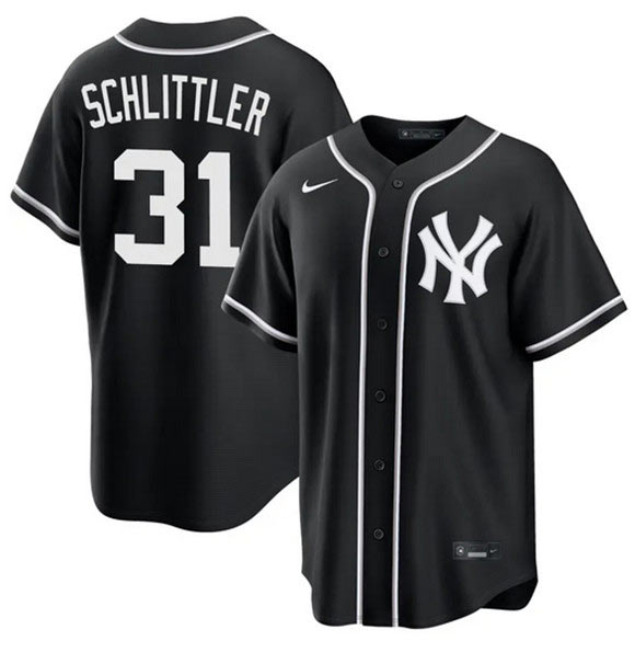 Men's New York Yankees 31 Cam Schlittler 2026 Fashion Replica Black Out Stitched Baseball Jersey