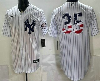 Men's New York Yankees 35 Cody Bellinger White 2026 USA 250 Fourth of July Home Stadium Stitched Jersey Men's New York Yankees 35 Cody Bellinger White 2026 USA 250 Fourth of July Home Stadium Stitched Jersey